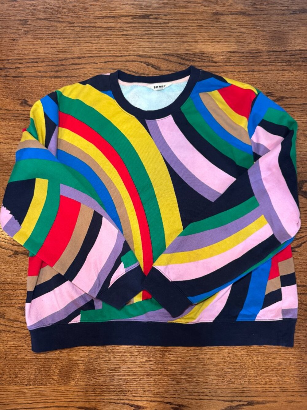 Boden Hannah Printed Women's XL Sweatshirt Abstract Rainbow Pattern 98% cotton